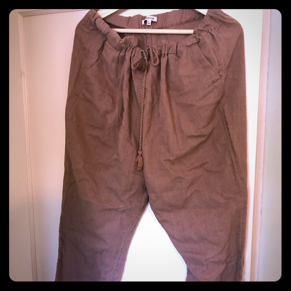 Madewell pink linen joggers